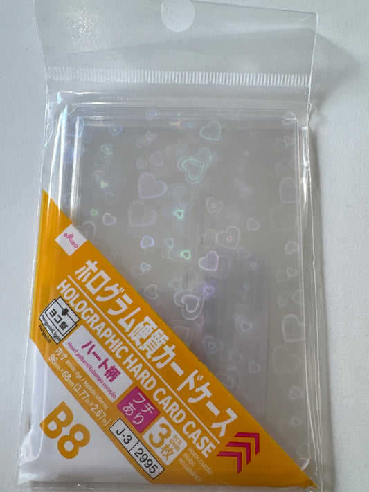 ホログラム硬質カードケース（ハート柄、横型、Ｂ８サイズ、３枚）IKE