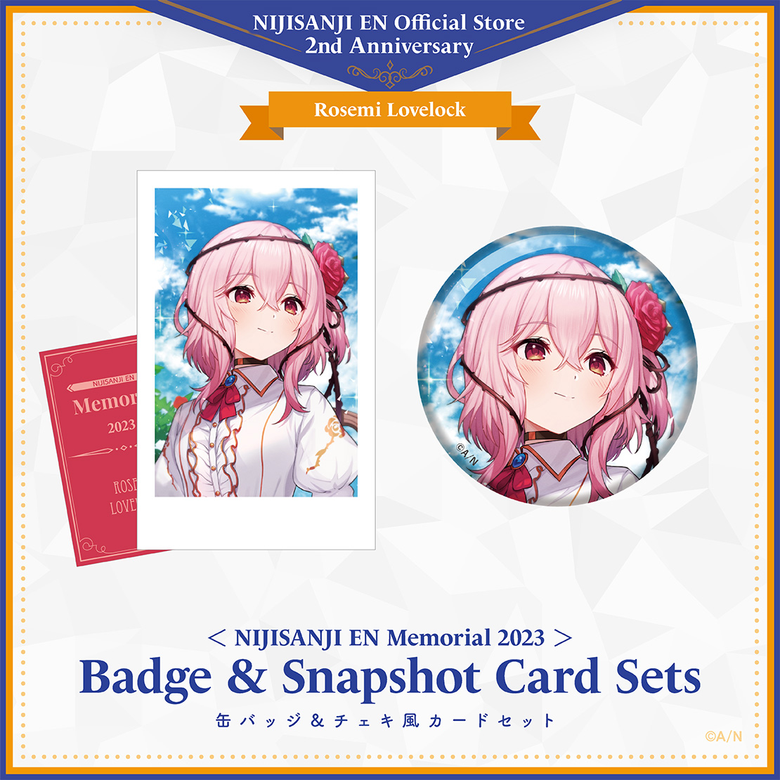 【NIJISANJI EN Memorial 2023】缶 バッジ＆チェキ風 カードセット ロゼミ ラブロック vtuber Badge Card