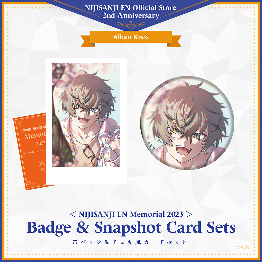 【NIJISANJI EN Memorial 2023】缶 バッジ＆チェキ風 カードセット アルバーン・ノックス vtuber badge card