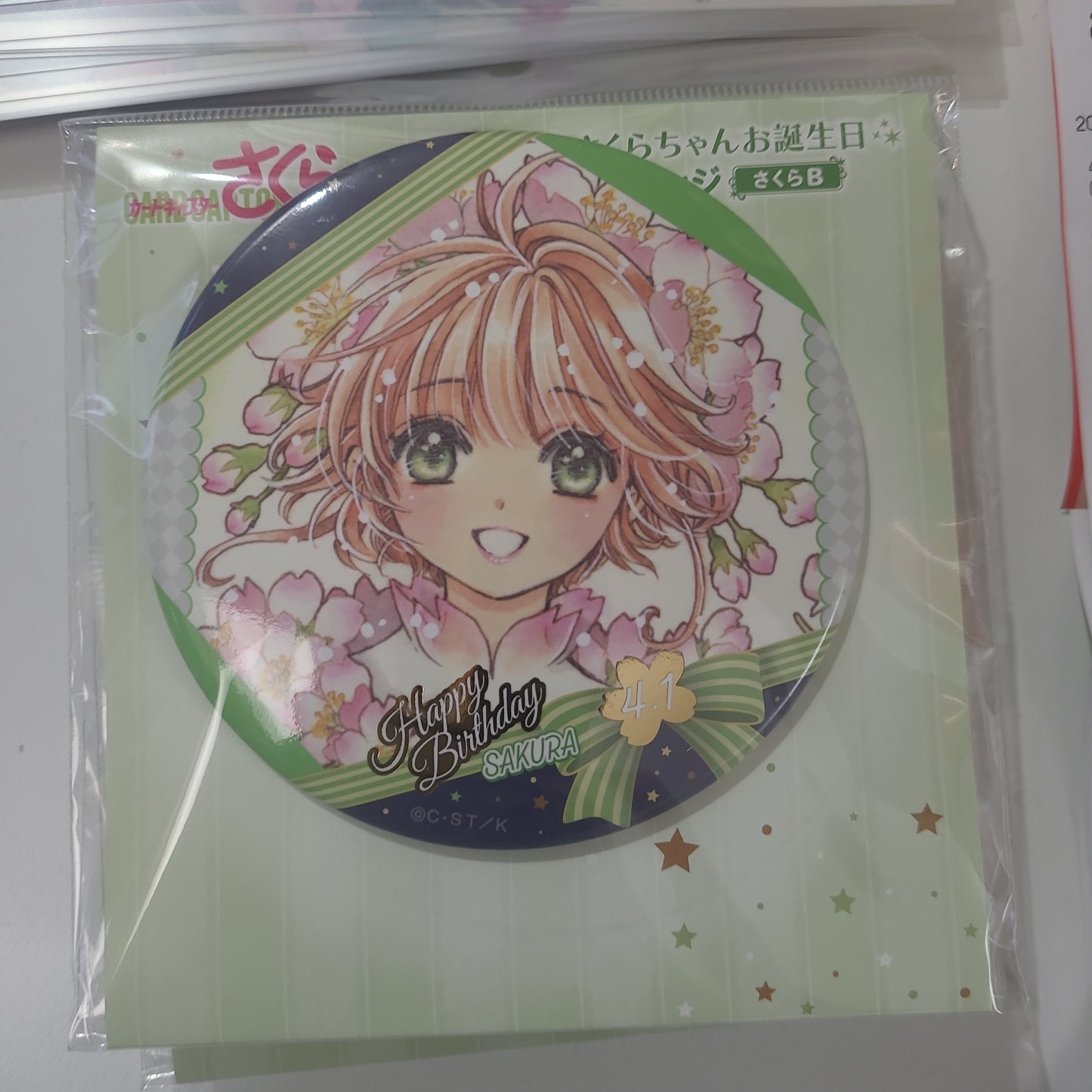 カードキャプターさくら　さくらちゃんお誕生日缶バッジ　さくらB 小櫻襟章tcb