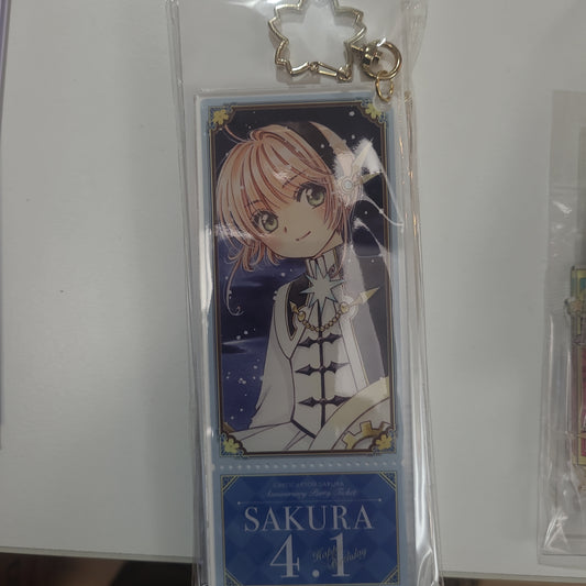 カードキャプターさくら　アクリルチケットキーホルダー　ブルー 小櫻襟章as.
