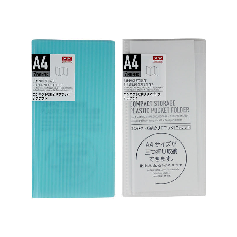 コンパクト収納クリアブック（Ａ４、７ポケット）透明