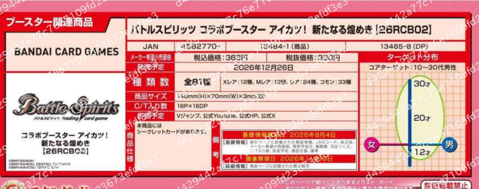 (DL:Aug.24) Information BANDAI card バトルスピリッツ コラボブースター アイカツ！ 新たなる煌めき【26RCB02