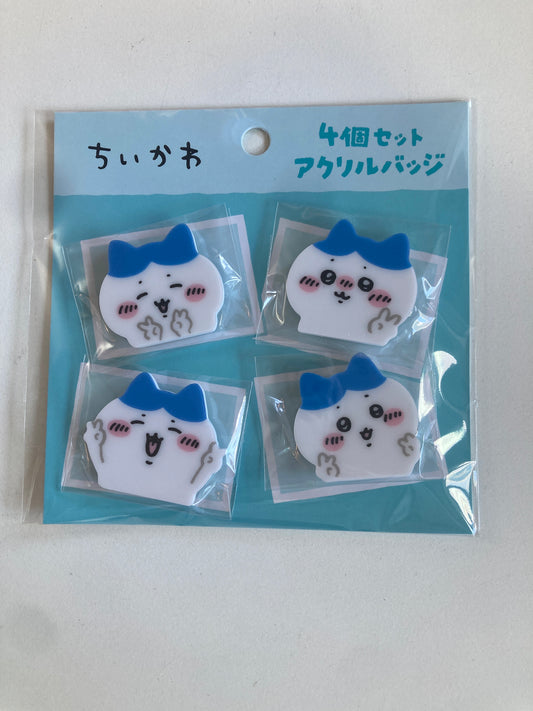 ちいかわ 4個セットアクリルバッジ（ピースなハチワレ） (池袋)