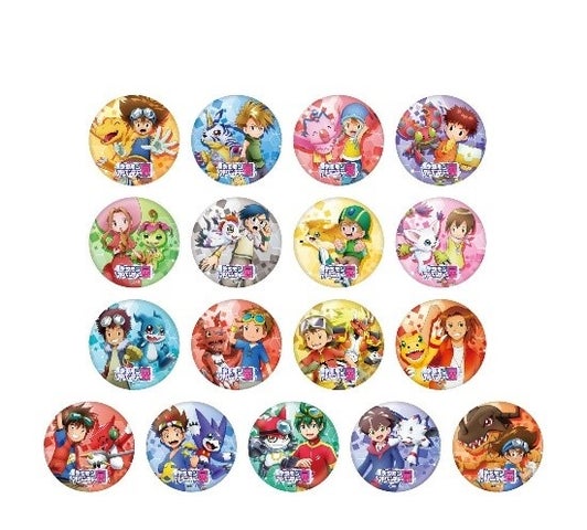 アニメ25周年記念 『デジモンアドベンチャー展』缶バッジ（ランダム全 17 種）