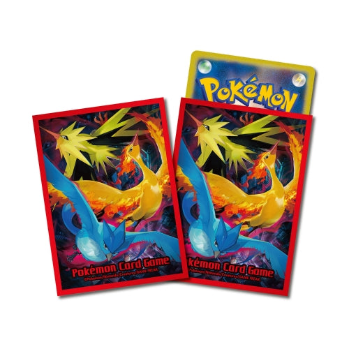 ポケモンカードゲーム デッキシールド ファイヤー＆サンダー＆フリーザー【レッド】| Pokémon Card Game Deck Shield: Fire, Thunder, and Articuno [Red] | 寶可夢卡套 - 三神鳥 (64枚入)池袋