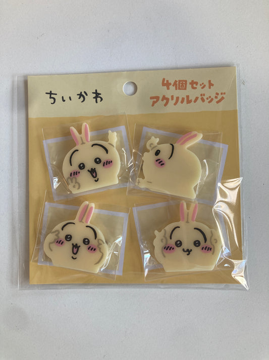 ちいかわ 4個セットアクリルバッジ（ピースなうさぎ）(池袋)