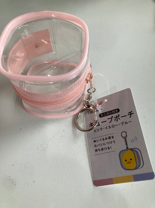 カニカン付きキューブポーチ　ピンク