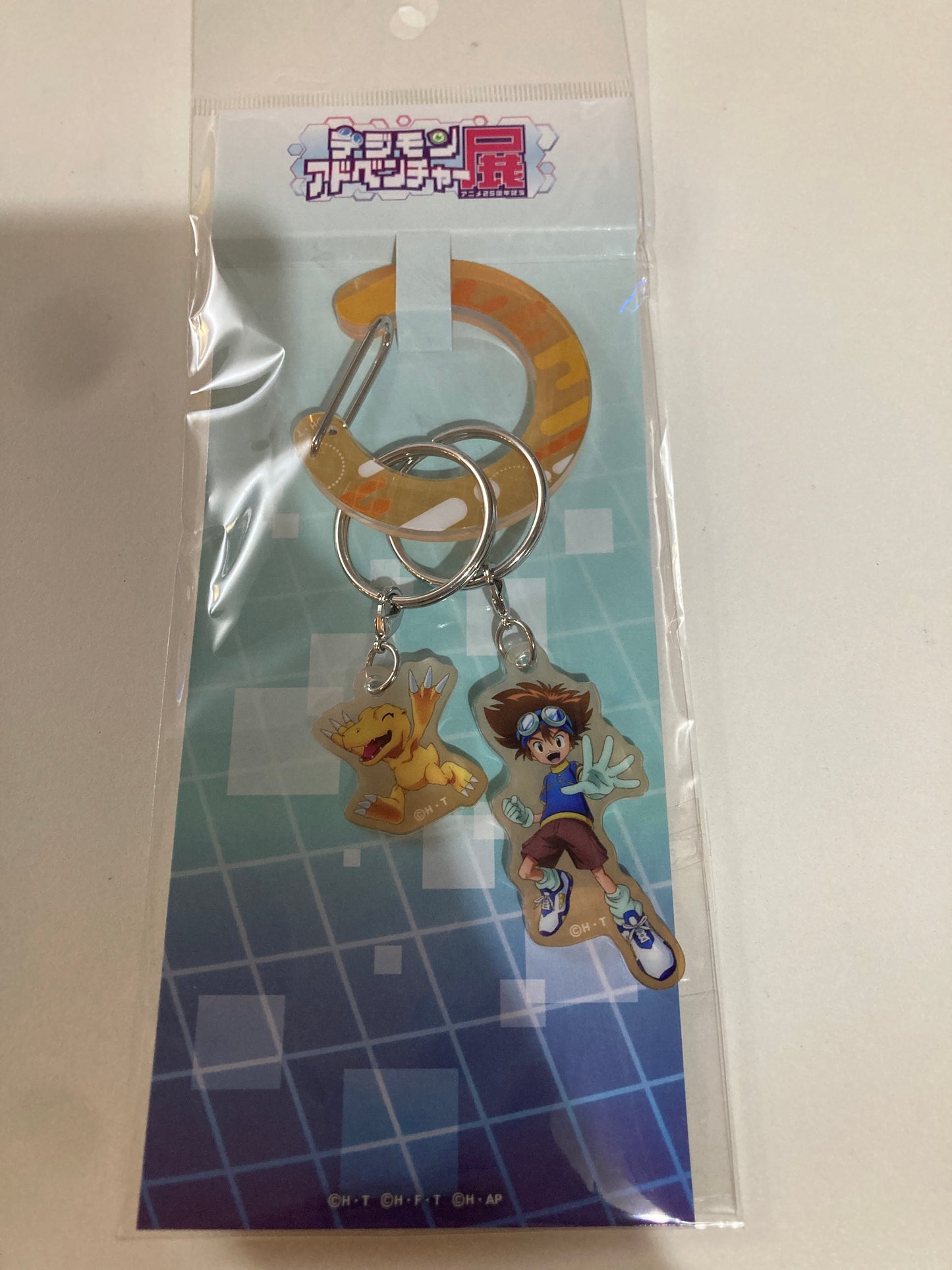 アニメ25周年記念 『デジモンアドベンチャー展』　アクキー付きカラビナ　八神 太一＆アグモン
