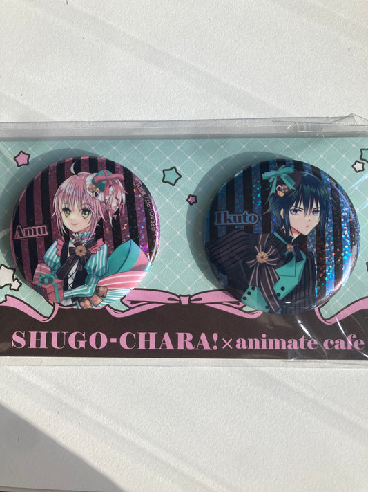 【animate cafe限定】しゅごキャラ！xアニメイトカフェ　グリッター缶バッジセット (池袋)