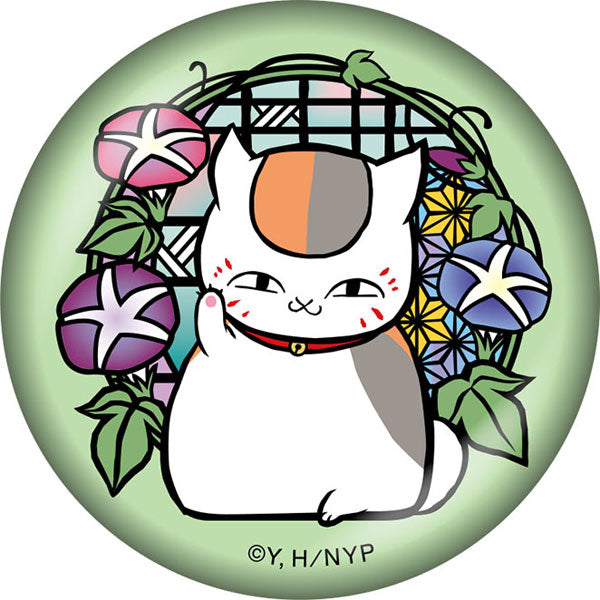 夏目友人帳 切り絵シリーズ 和紙缶バッジ ニャンコ先生A あさがお
