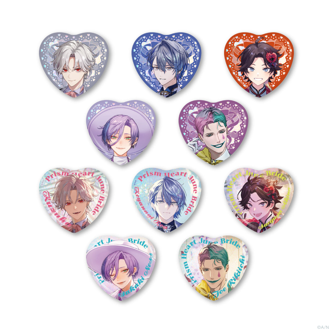 【Prism Heart June Bride】ランダムハート型缶バッジ Aグループ(池袋)