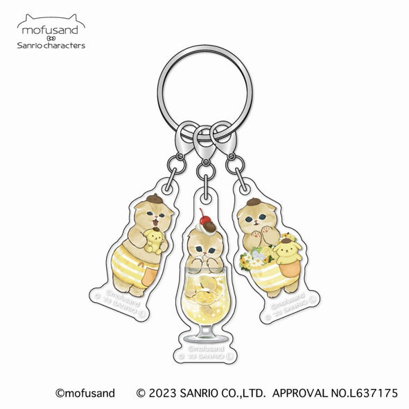 mofusand×サンリオキャラクターズ 3連アクリルキーホルダー(ポムポムプリン×mofusand)