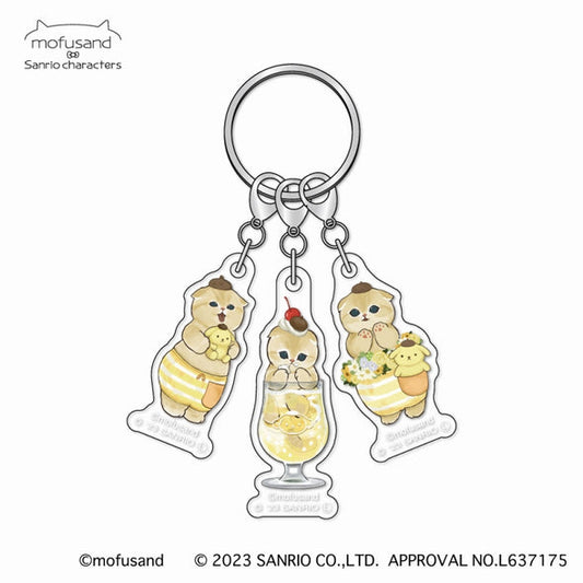 mofusand×サンリオキャラクターズ 3連アクリルキーホルダー(ポムポムプリン×mofusand)