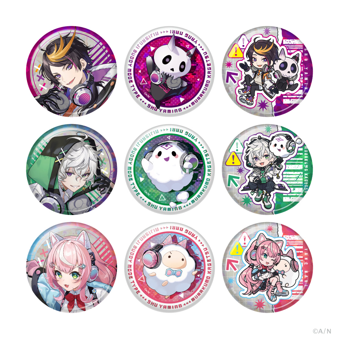 【NIJISANJI Buddy Mode Type：Shu, Kagetsu & Nari】ランダムホログラム缶バッジ (池袋)