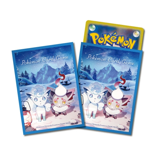 ポケモンカードゲーム デッキシールド プレミアム・グロス Snowy Gathering【ブルー】| Pokémon Card Game Deck Shield Premium Gloss Snowy Gathering [Blue] | 寶可夢卡套 - 阿羅拉六尾與九尾 (64枚入池袋