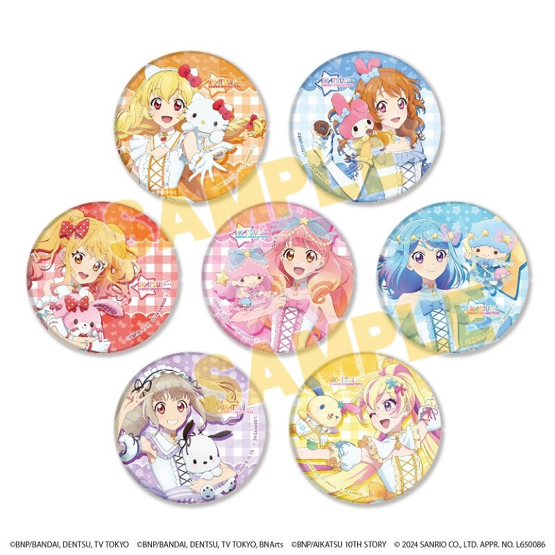 アイカツ！シリーズ×サンリオキャラクターズ ホログラム缶バッジ(65mm)01/トレーディング(全7種)(等身イラスト)(池袋)