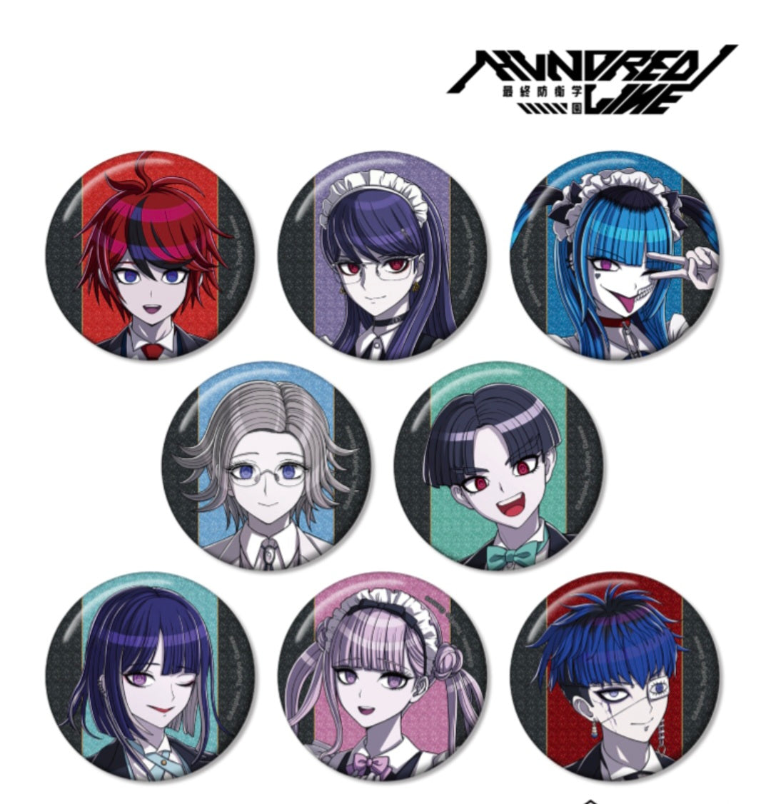 HUNDRED LINE -最終防衛学園-描き下ろし メイド&執事ver. トレーディンググリッター缶バッジ(IKE)
