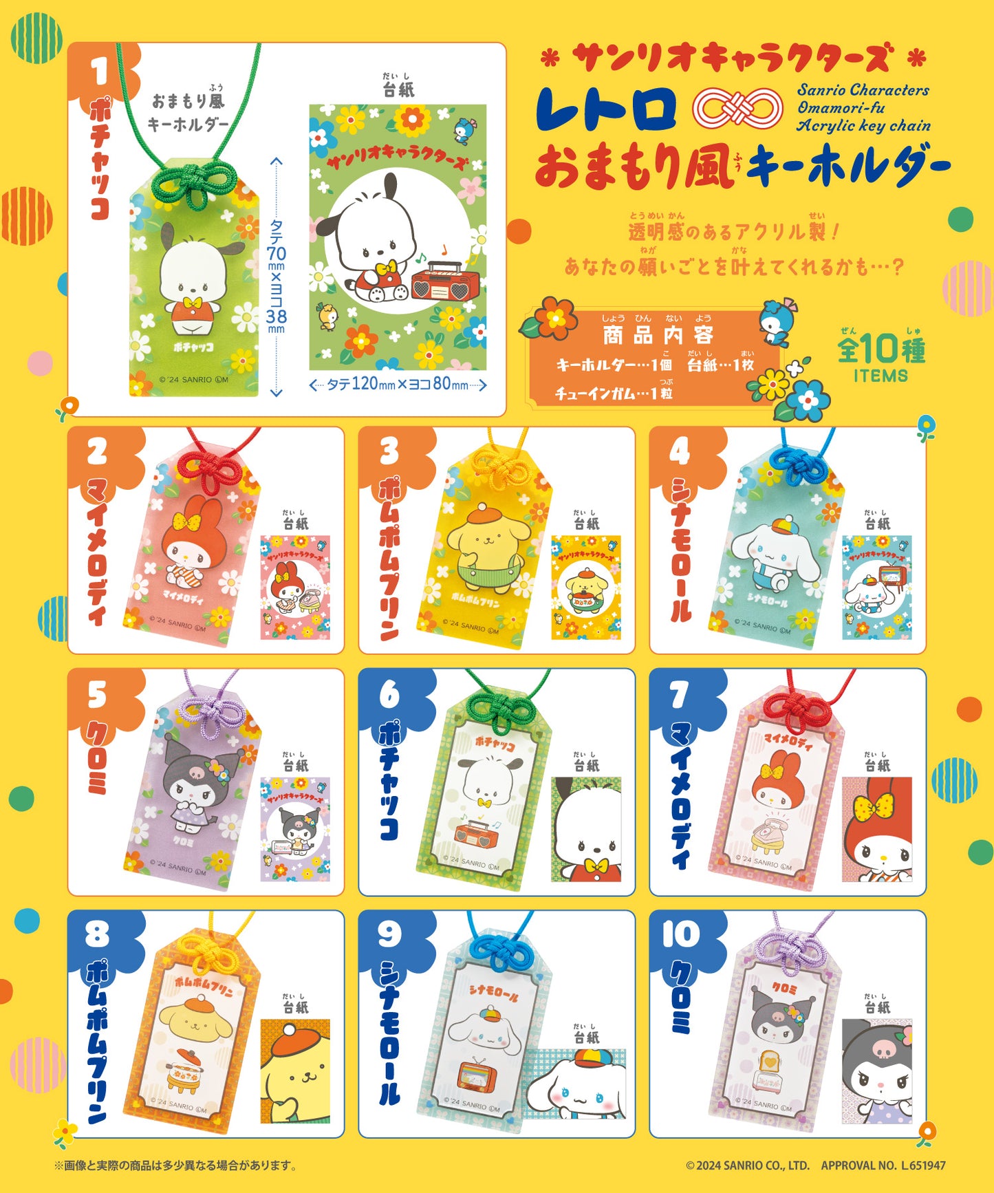(F-toys) サンリオ レトロおまもり風キーホルダー